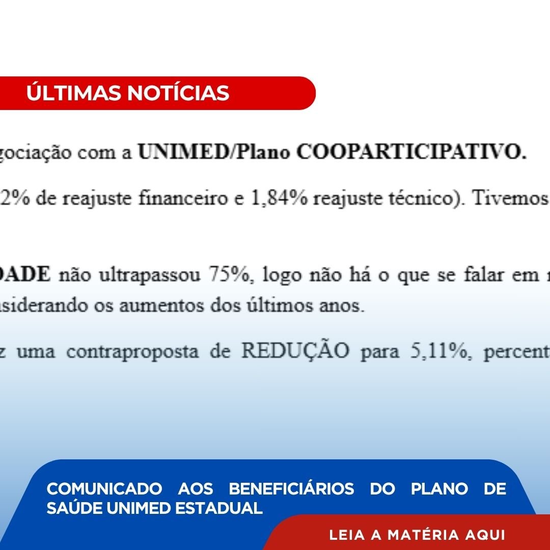 Comunicado aos Beneficiários do Plano de Saúde Unimed Estadual